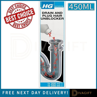 SuperGift.com 3X Hg Drain And Plug Hair Unblocker HairSoap Residue & Bathroom Drain Cleaner 450Ml from B&Q