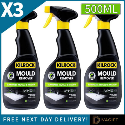 B&Q -  3X Kilrock Mould Remover Spray MouldMildew & Black Stain Cleaner 500Ml
