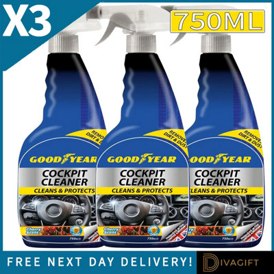 SuperGift.com 3X Goodyear Cockpit Cleaner Interior DashboardTrim & Plastic Surface Cleaner 750Ml
