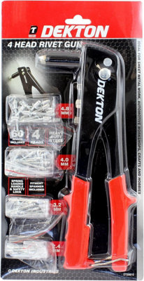 B&Q -  Dekton 4 Head Rivet Gun Heavy Duty Hand Riveter With Interchangeable Rivet Heads