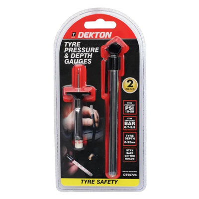 B&Q -  Dekton Tyre Pressure & Tread Depth Gauge For CarsVansMotorcycles & Bicycles