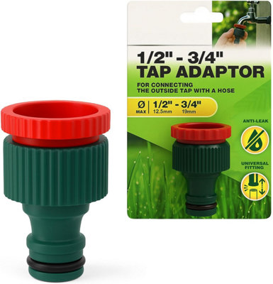 B&Q -  Dekton Tap Adapter For 1/2" To 3/4" Garden Hose Connector Threaded Tap Fitting