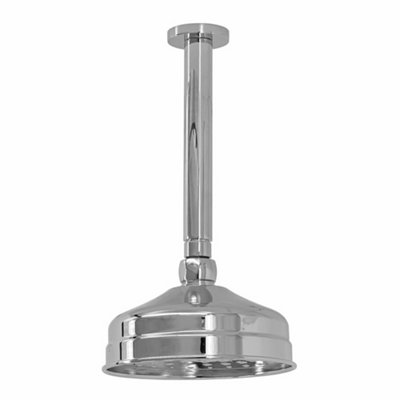 Enki Chrome Traditional Bathroom Ceiling Mounted Swivel Ball Joint Connector Round Rainfall Fixed Shower Head Mixer & Arm 150mm from B&Q