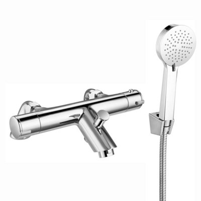 Enki Dune Chrome Modern Deck Mounted Brass Thermostatic Bar Shower Mixer Valve Bbt0215 Size 0.5