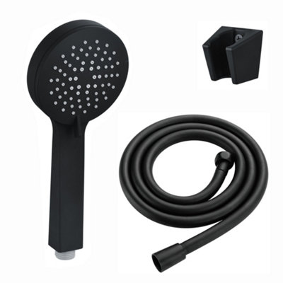 Enki Matt Black Modern Traditional Bathroom Contemporary Multi-Function Ergonomic Anti-Clog Nozzles Hand Shower Head & Hose Kit from B&Q