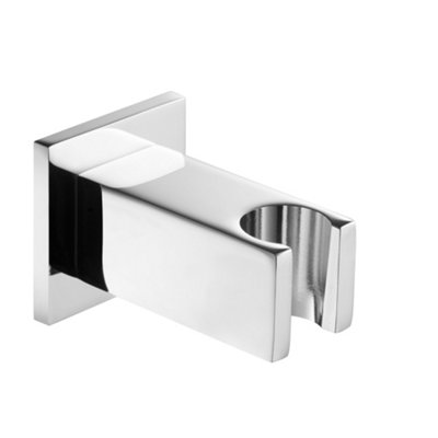 Enki Chrome Modern Traditional Bathroom Solid Brass Polished Wall Mounted Square Handset Holder Shower Head Mixer Parking Bracket from B&Q