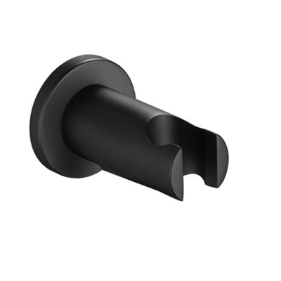 Enki Matt Black Modern Traditional Bathroom Solid Brass Wall Mounted Round Shower Head Mixer Unit Handset Holder Parking Bracket from B&Q