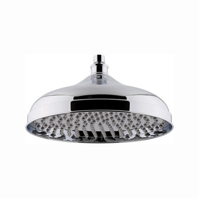 Enki Chrome Silver Traditional Bathroom Solid Brass Anti-Limescale Jets Round Rainfall Power Shower Head Mixer Unit (Diam) 300mm from B&Q