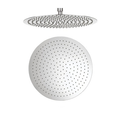 Enki Chrome Contemporary Bathroom Stainless Steel Ultra Slim Fixed Rainfall Square Power Shower Head (Diam) 400mm from B&Q