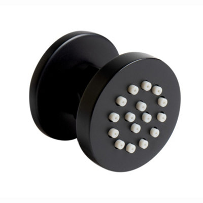 Enki Matt Black Classic Timeless Bathroom Brass Anti-Limescale Rubber Nozzle Single-Spray Pattern Round Body Massager Shower Jet from B&Q