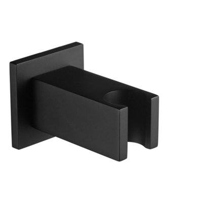 Enki Matt Black Modern Traditional Bathroom Solid Brass Wall Mounted Square Handset Holder Shower Head Mixer Parking Bracket B22 from B&Q