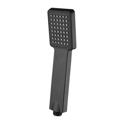 Enki Matt Black Modern Bathroom Abs Plastic Single-Spray Easy Clean Anti-Clog Nozzles Square Paddle Handheld Shower Head Handset from B&Q