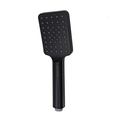 Enki Matt Black Modern Bathroom Single-Spray Multi-Function 3-Setting Anti-Clog Nozzles Easy Clean Square Handheld Shower Head E25 from B&Q