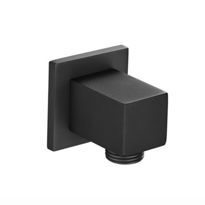 Enki Matt Black Modern Contemporary Bathroom Solid Brass Wall Mounted Square Design 1/2" Water Inlet Connection Shower Outlet L10 from B&Q