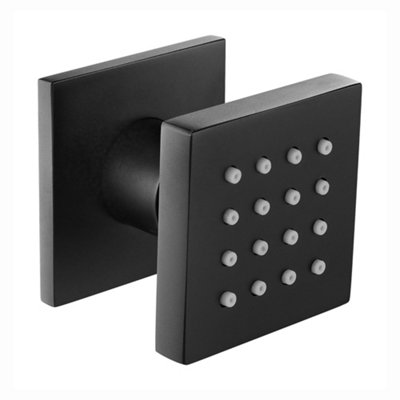 Enki Matt Black Classic Timeless Bathroom Brass Anti-Limescale Rubber Nozzle Single-Spray Pattern Square Body Massager Shower Jet from B&Q