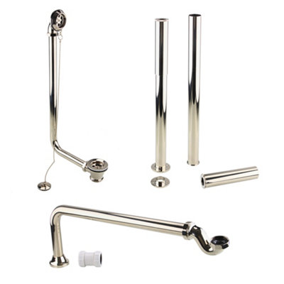 Enki English Gold Traditional Bathroom Brass Exposed Retainer Waste Adjustable Shrouds Shallow Seal Trap Roll Top Bath Tap Pack from B&Q