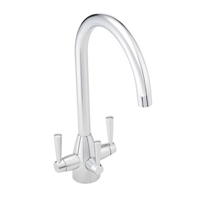 Enki Torino Chrome Modern Contemporary Kitchen Solid Brass 3-Way Filter Swivel Spout Anti-Splash Hot & Cold Levers Sink Mixer Tap from B&Q