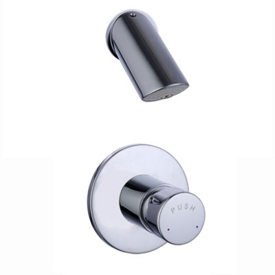 Enki Vision Chrome Modern Bathroom Brass Non-Concussive Concealed Time Adjustable Shower Set W/ Mixer Valve & Anti-Vandal Head from B&Q