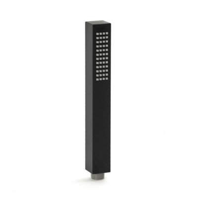 Enki Matt Black Modern Contemporary Bathroom Single-Spray Easy Clean Anti-Clog Nozzles Square Pencil Handheld Shower Head Handset from B&Q