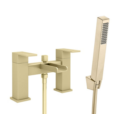Enki Plaza Bath Shower Mixer Tap With Handset Kit Includes Handheld ShowerHose & Wall Bracket In Brushed Brass Bbt0268 from B&Q