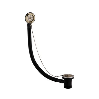 Enki Antique Brass Black Traditional Bathroom Metal Round Exposed Combined Bath Retainer Waste Trap & Overflow W/ Ball Chain Plug from B&Q