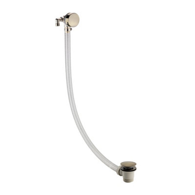 Enki Antique Brass Modern Bathroom Slimline Waterfall Free Flow Hot & Cold Round Click Clack Bath Filler Waste Trap W/ Overflow from B&Q