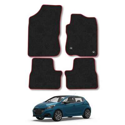 Car Mat Co Peugeot 208 2012-2020 Car Mats Red Trim Carpet Tailored  Easy Clean Clips from B&Q