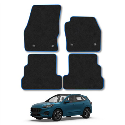 B&Q -  Ford Kuga 2015-2020 Car Mats Blue Trim Carpet Tailored Fit Easy Clean With Clips
