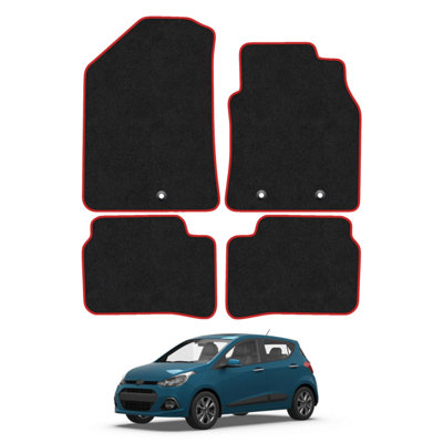 Car Mat Co Hyundai I10 2014-2020 Car Mats Red Trim Carpet Tailored  Easy Clean Clips from B&Q