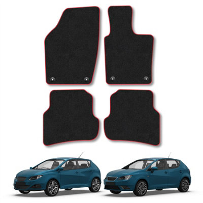 Car Mat Co Seat Ibiza 2008-2017 Car Mats Red Trim Carpet Tailored Fit Easy Clean With Clips from B&Q