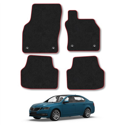Car Mat Co Skoda Octavia 2013-2020 Car Mats Red Trim Carpet Tailored  Easy Clean Clips from B&Q