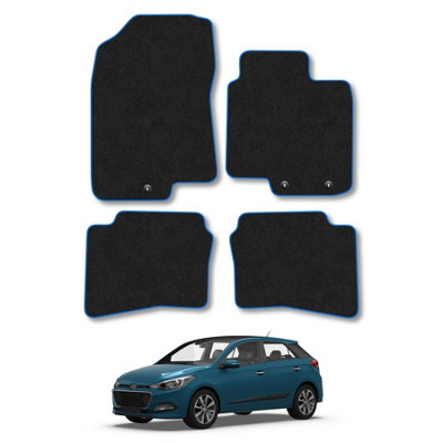 Car Mat Co Hyundai I20 2015-2020 (Press Stud) Car Mats Blue Trim Carpet Tailored from B&Q