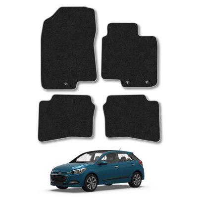 Car Mat Co Hyundai I20 2015-2020 (Press Stud) Car Mats Grey Trim Carpet Tailored from B&Q