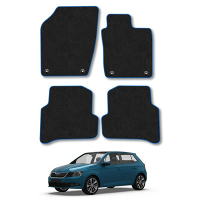 Car Mat Co Skoda Fabia 2015-2021 Car Mats Blue Trim Carpet Tailored  Easy Clean Clips from B&Q