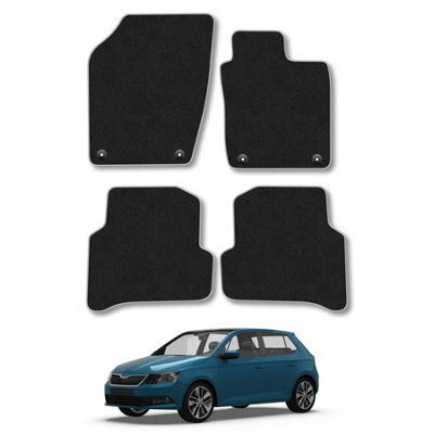 Car Mat Co Skoda Fabia 2015-2021 Car Mats Grey Trim Carpet Tailored  Easy Clean Clips from B&Q