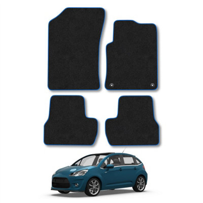 Car Mat Co Citroen C3 2010-2017 Car Mats Blue Trim Carpet Tailored  Easy Clean Clips from B&Q