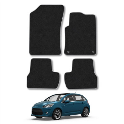 Car Mat Co Citroen C3 2010-2017 Car Mats Grey Trim Carpet Tailored  Easy Clean Clips from B&Q