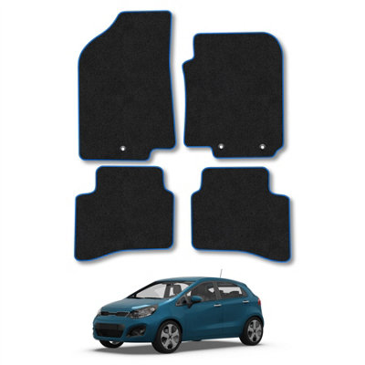 Car Mat Co Kia Rio (2011-2017) Car Mats Blue Trim Carpet Tailored Fit Easy Clean With Clips from B&Q