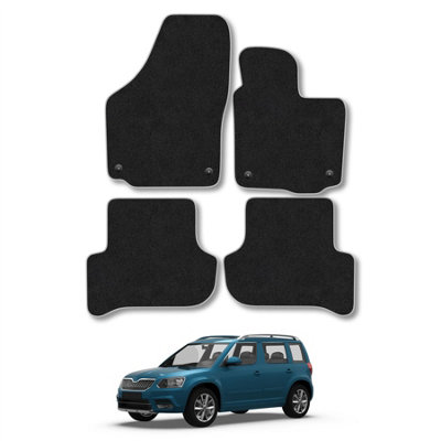 Car Mat Co Skoda Yeti 2009-2017 Car Mats Grey Trim Carpet Tailored  Easy Clean Clips from B&Q