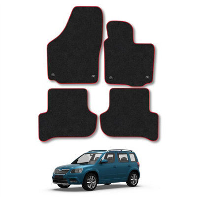 Car Mat Co Skoda Yeti 2009-2017 Car Mats Red Trim Carpet Tailored Fit Easy Clean With Clips from B&Q