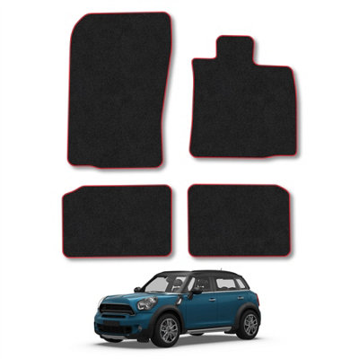 Car Mat Co Mini Countryman 2010-2016 (R60) Car Mats Red Trim Carpet Tailored  Easy Clean from B&Q