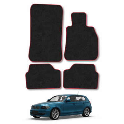Car Mat Co Bmw 1 Series 2004-2011 (E87) Car Mats Red Trim Carpet Tailored Fit Easy Clean