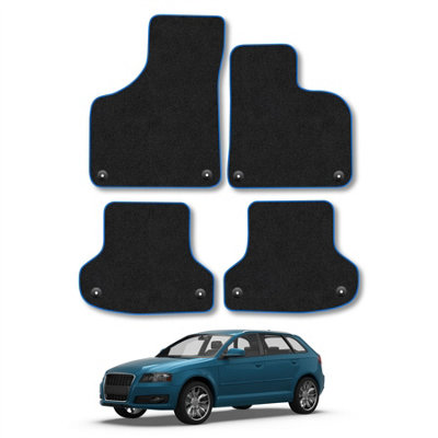 Car Mat Co Audi A3 (2003-2012) (Manual) (Hatchback & Cabriolet) Car Mats Accessories Tailored Fit Carpet Floor Mats Non Slip Blue Trim Full from B&Q
