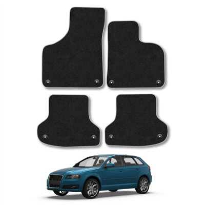 Car Mat Co Audi A3 (2003-2012) (Manual) (Hatchback & Cabriolet) Car Mats Accessories Tailored Fit Carpet Floor Mats Non Slip Grey Trim Full from B&Q