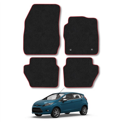 Car Mat Co Ford Fiesta 2008-2011 (Mk6) Car Mats Red Trim Carpet Tailored Fit Easy Clean from B&Q