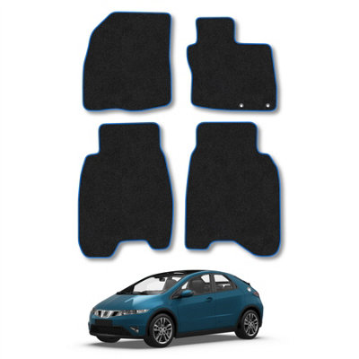 Car Mat Co Honda Civic 2006-2008 Car Mats Blue Trim Carpet Tailored  Easy Clean Clips from B&Q