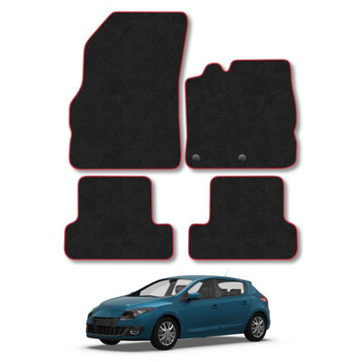 Car Mat Co Renault Megane 2008-2016 Car Mats Red Trim Carpet Tailored  Easy Clean Clips from B&Q