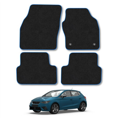 Car Mat Co Seat Ibiza (2017+) Car Mats Blue Trim Carpet Tailored Fit Easy Clean With Clips from B&Q