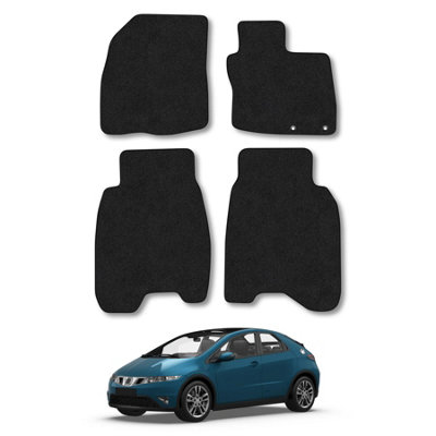 Car Mat Co Honda Civic (2006-2008) Car Mats Black Carpet Tailored Fit Easy Clean With Clips from B&Q