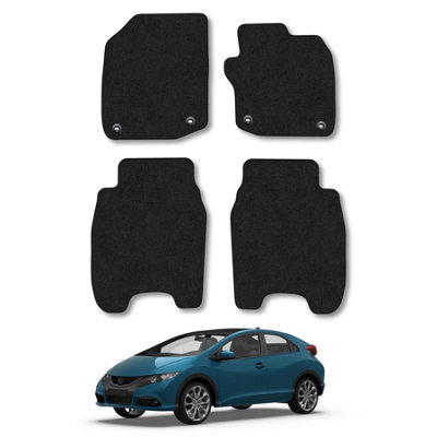 Car Mat Co Honda Civic (2012-2017) Car Mats Black Carpet Tailored Fit Easy Clean With Clips from B&Q